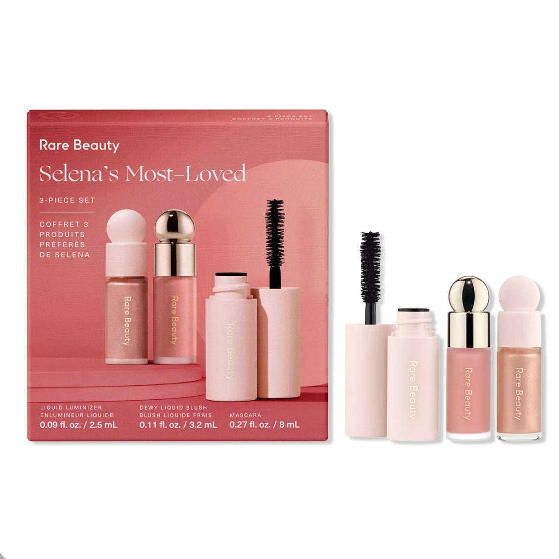 Set Mascara, Blush & Iluminador SELENA MOST LOVE RARE BEAUTY